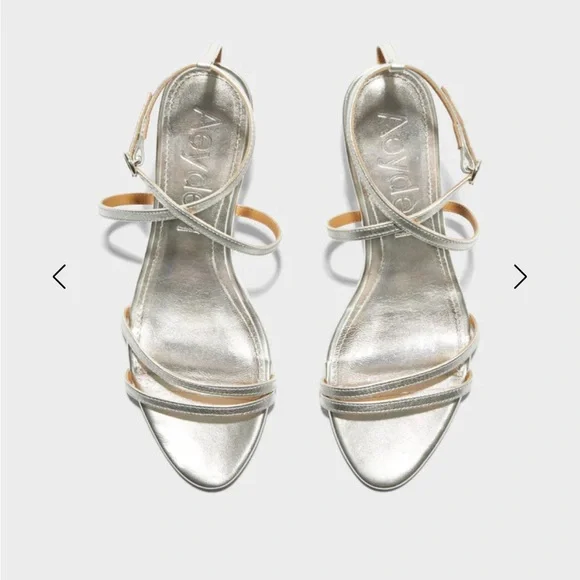 Aeyde Maeve leather Silver Strappy sandals heels stiletto - Picture 3 of 11